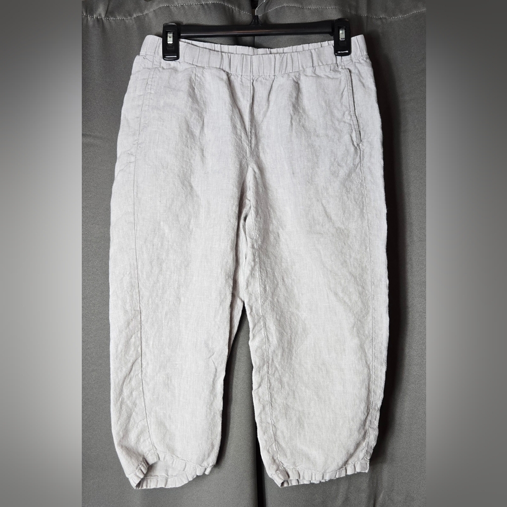 J Jill Love Linen XS Capri Pants Elastic Waist Coastal Minimalist 100% Linen